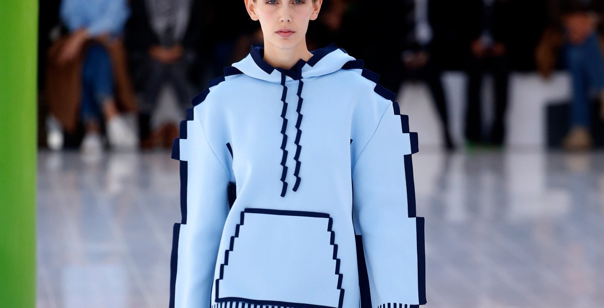 Pixelated clothing at Paris Fashion Week is metaverse fashion flipped on its head