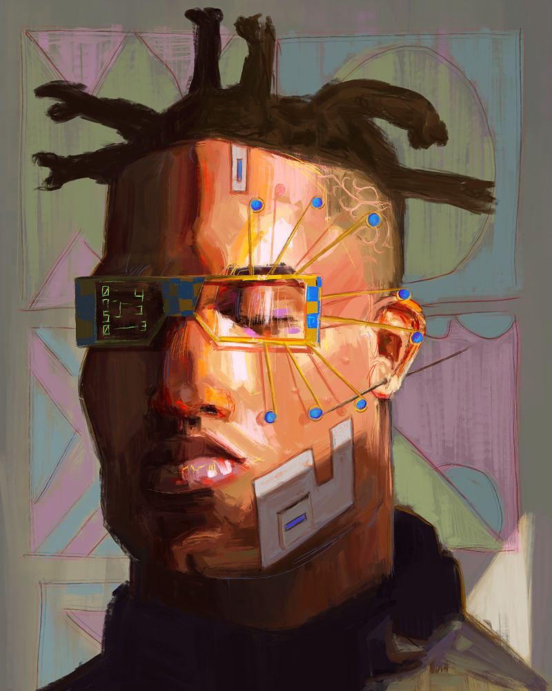 Portraits by Sam Onche inspired by '90s fashion, video games and Afro-futurism