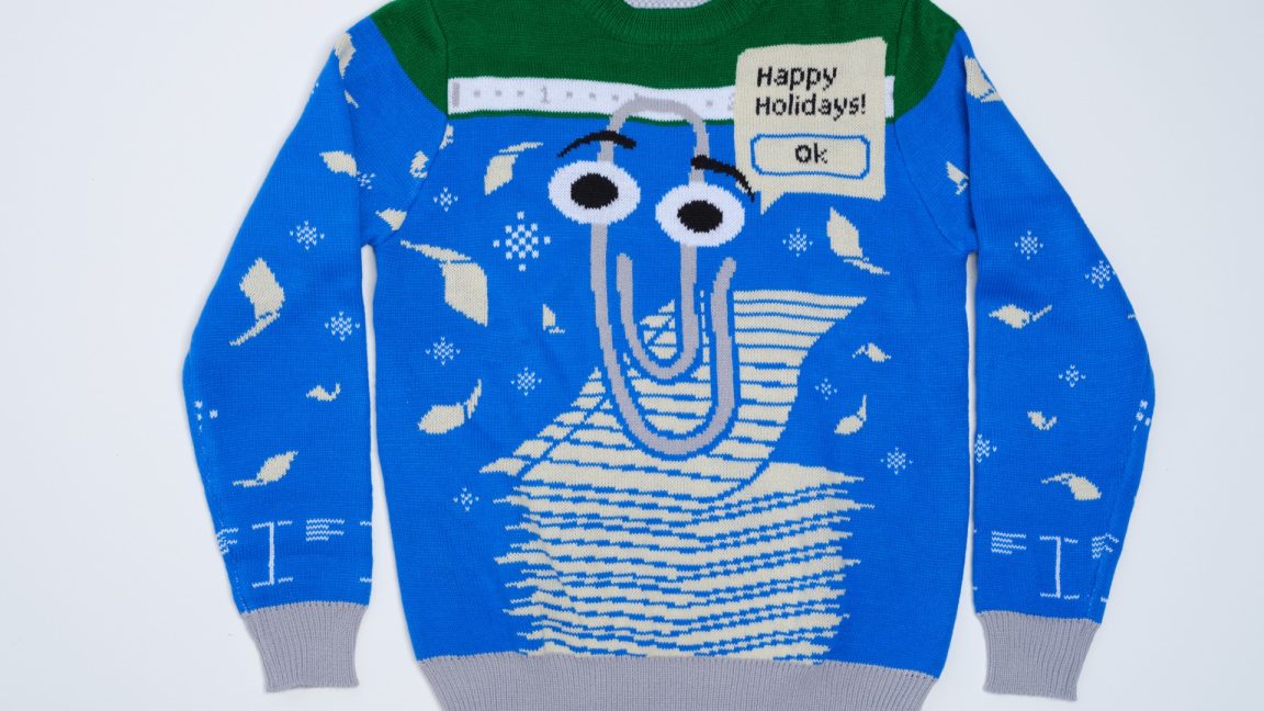 This year’s ugly Microsoft sweater has a suggestion for you: It’s Clippy